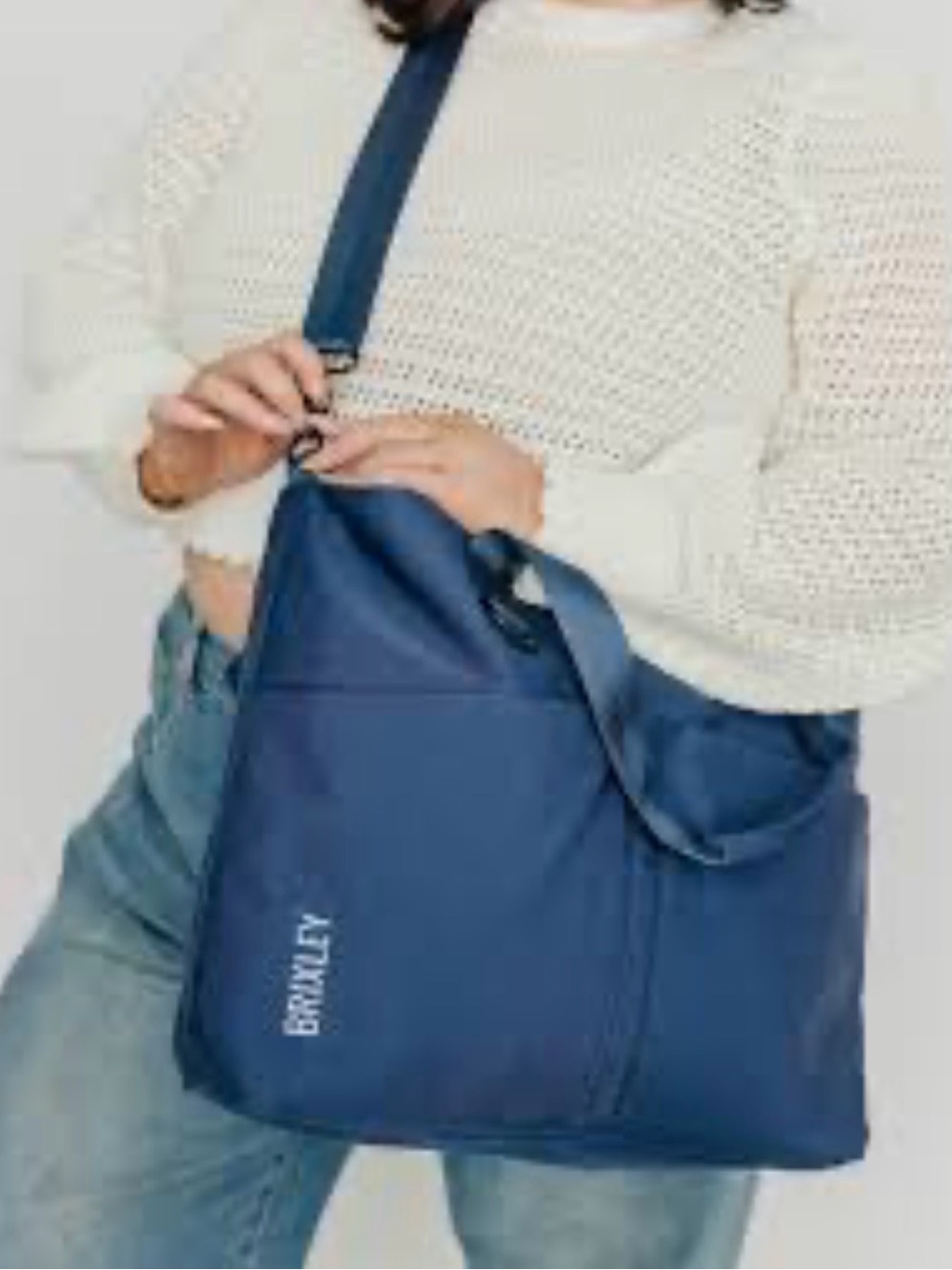 Brixley Navy Tote Bag with Front Pockets